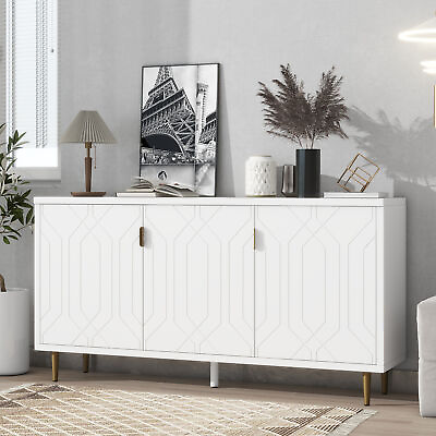 #ad 65quot; Storage Cabinet with 3 Doors and Adjustable Shelves Modern Sideboard Buffet $259.86