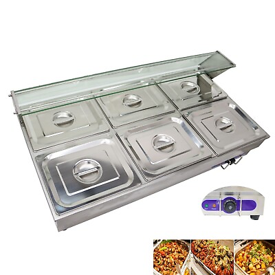 #ad #ad 6 Pan Commercial Buffet Food Warmer with Detachable Glass Frame 4#x27;#x27;Deep 110V 2KW $474.70