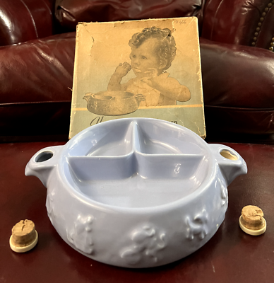 #ad Vintage Hankscraft Blue Ceramic Baby Food Warmer Brand New In Box $33.00