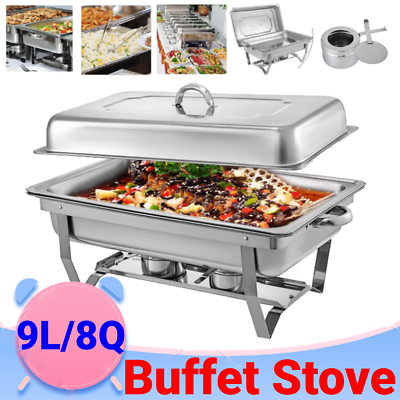 8QT Full Size Chafing Dish Stainless Steel Chafer Buffet Set W Fuel Holders NEW $45.96