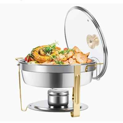 #ad 5 Qt Chafing Dish Buffet Set with Visible Glass Lid and Holder Stainless Steel $49.99