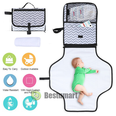 Baby Portable Folding Diaper Changing Pad Travel Can Waterproof Foldable Mat Bag $9.85