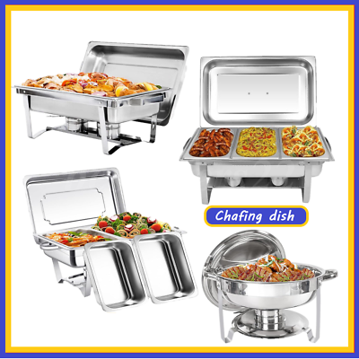 #ad Chafing Dish Set 1 2 4 6 8 Packs Chafer 9.5qt 5.3qt Stainless Buffet Food Warmer $39.65