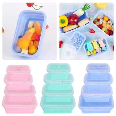 Silicone Food Portable Lunch Boxes Bowl Bento Picnic Folding Collapsible $6.31