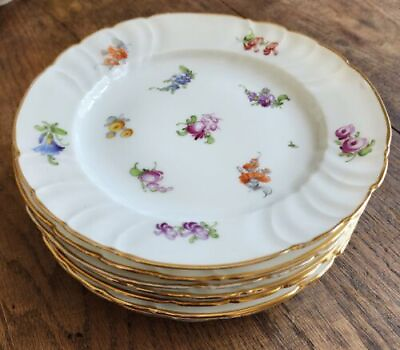 #ad #ad Set Of 7 Antique Meissen Porcelain Floral Salad Dessert Plates Germany $96.28
