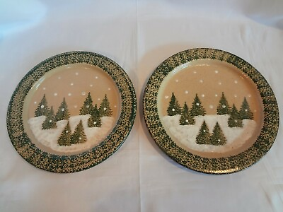 Three Rivers Pottery Winter Pines with Snow Pair of Dinner Plates $112.00