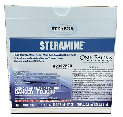 Stearns Streramine Food Contact Sanitizer • Non Food Contact Sanitizer 10x 1 oz $29.99