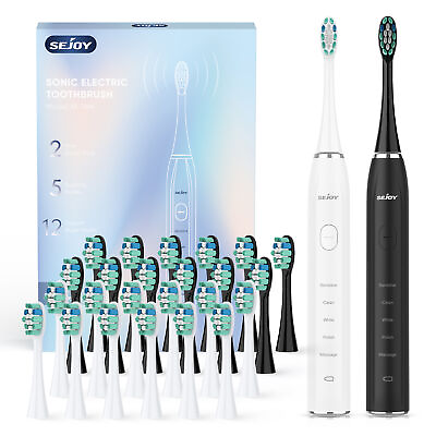 #ad SEJOY Sonic Electric Toothbrush High Power 12 Brush Heads for Adults Kid 5 Modes $17.59