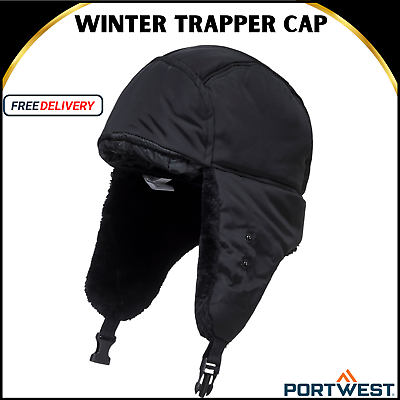 #ad #ad Portwest Warm Winter Trapper Fur Lined Cap Weather Snow Mouth Chin Guard HA13 UK GBP 15.99