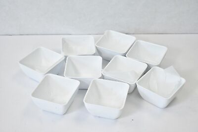 #ad Lot of 9 Carlisle Dinex Square Bowls 12oz White Plastic Disposable Dish DXSB12 $49.99