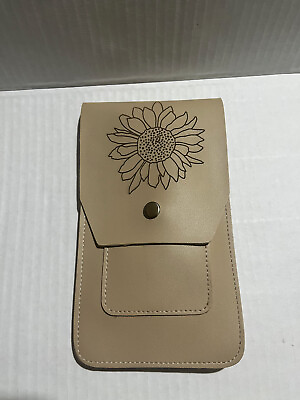 #ad Leather Crossbody Mobile Bag Engraved Sunflower $17.99