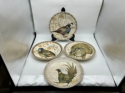 #ad Pottery Barn Botanical Harvest Bird Stoneware Salad Plates Set 4 $35.00