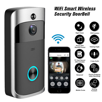 #ad #ad Smart Wireless WiFi Ring Doorbell Intercom Video Camera Door Bell Security Black $39.99