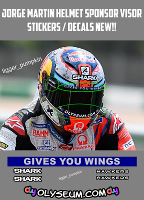 #ad Visor Decals Stickers for Jorge Martin Shark Helmet NEW 6 Stickers GBP 7.00
