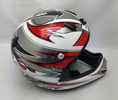 #ad HJC CL X4c Vapor Motocross Helmet Black White Silver Red $15.00