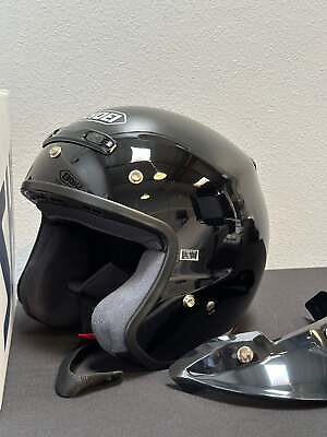 #ad #ad Shoei RJ Platinum R Open Face Helmet Black Size Large OPEN BOX $365.99
