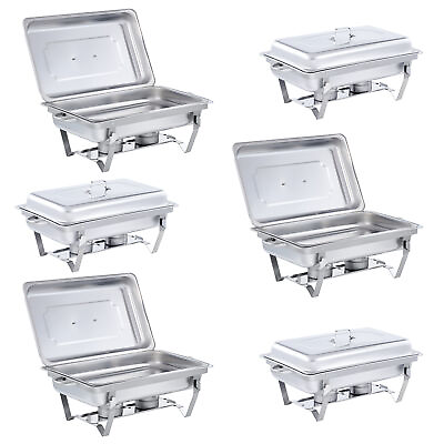 6 Pack Chafing Dish Buffet Set 9.5Qt Chafing Pans Stainless Steel Chafer $194.99