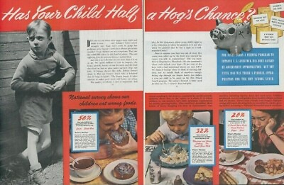 #ad 1944 Hot School Lunch Program Campaign Federal Complete Vintage Print Ad LHJ1 $24.39