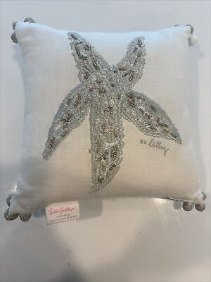 #ad Pottery Barn Lilly Pulitzer Reversible 12quot; Pillow With Embroidered Starfish $32.95