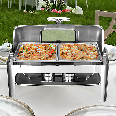 #ad 9 QT Roll Top Chafing Dish Buffet Set Professional Food Warmer Buffet for Party $120.64