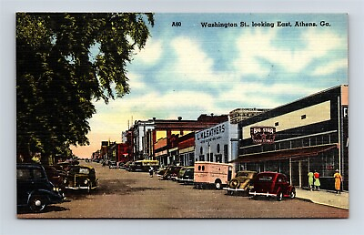 #ad #ad Postcard GA Athens Georgia Washington Street Big Star Food Store c1940s AC23 $4.99