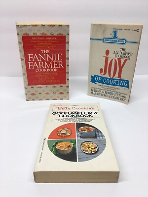 #ad #ad 3 book lot betty crocker joy of cooking fannie farmer Cookbooks Used $22.00