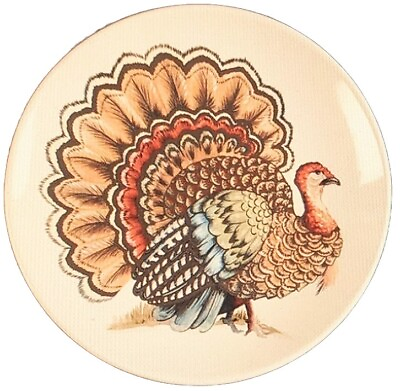 #ad Pottery Barn 9quot; Thanksgiving Turkey Holiday Dinner Decor Plate $16.00