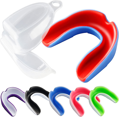 #ad 6 Pack Youth Mouth Guard Sports Mouthguard for Kids Double Colored Teeth Braces $24.99