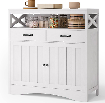#ad Gizoon Kitchen Storage Cabinet Farmhouse Sideboard Buffet Cabinet with Shelves $155.34