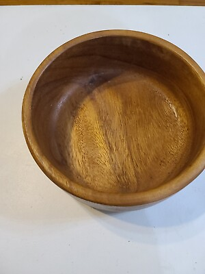 #ad Acacia Wood Handcrafted Bowl Fruit Table Decor 10x4quot; Caramel Brown Thailand EUC $14.99