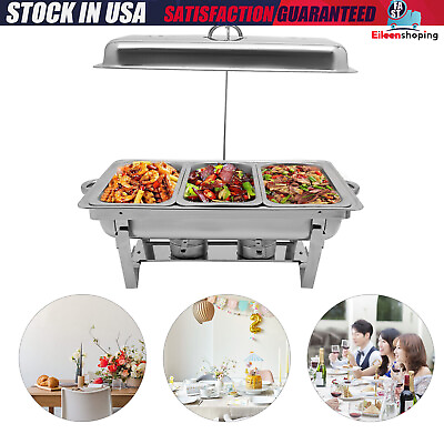 #ad Chafing Dish Buffet Set Stainless Steel 9.5QT Food Warmer Chafer Complete Set $53.86