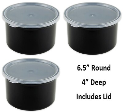 #ad 1.5 Quart Round Crock with Lid Salad Bar Container 6.5x4quot; Food Storage Lot of 3 $19.99