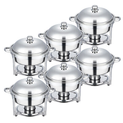 #ad 6 Pack Stainless Steel Chafer 5.3qt Chafing Dish Sets Bain Marie Food Warmers $134.99