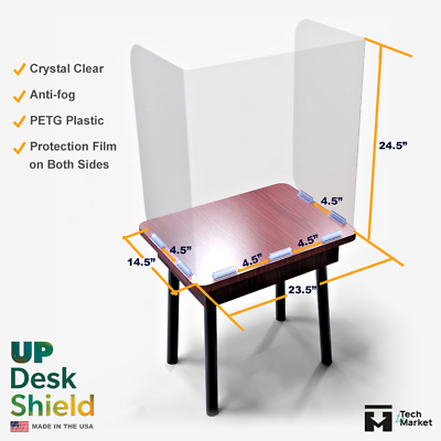 #ad Sneeze Guard Desk Shield for Classroom Crystal Clear Plastic PETG Antifog 2 film $16.74
