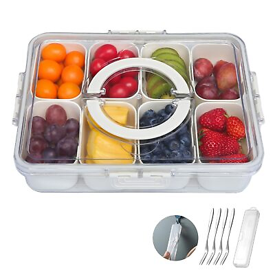 #ad Divided Serving Tray with Lid Clear Snackle Box Charcuteries Container for ... $33.91