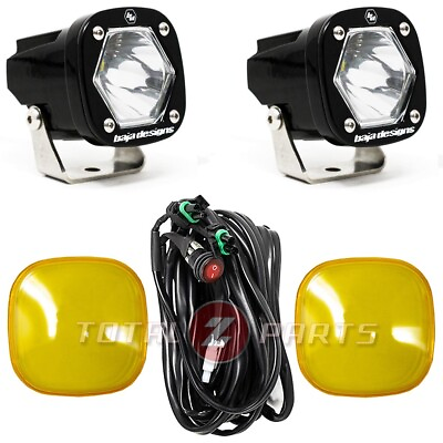 #ad Baja Designs® S1 LED Lights Clear Spot Pair Amber Rock Guards Wire Harness $254.85