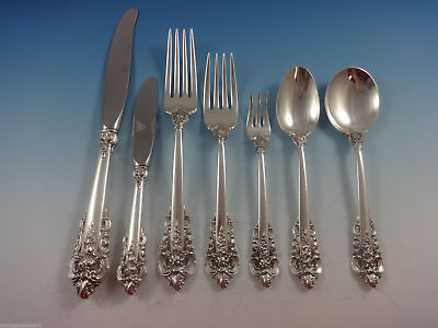 #ad Grande Baroque by Wallace Sterling Silver Flatware Set For 6 Service 42 Pieces $2245.50