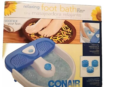 #ad Conair relaxing foot bath with bubbles and heat NEW sealed box w 3 attachments  $35.00