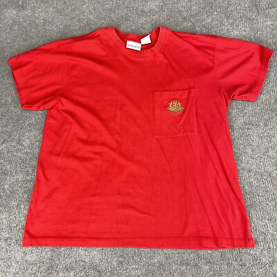 #ad Liz Claiborne Elisabeth Woman XXL Size 3 Top Red Pocket Crest Shirt 50quot; Bust 2X $13.98