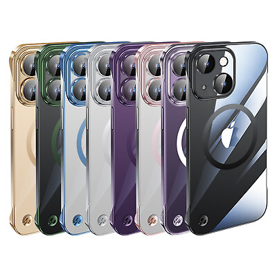 Frameless Mag Safe Case For iPhone 14 Pro Max 13 12 Transparent Lens Back Cover $9.51