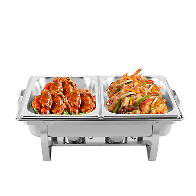 #ad Chafing Dish Buffet Set Rectangular Chafer 3*Food Pan Fuel Holder w Water Pan $52.50