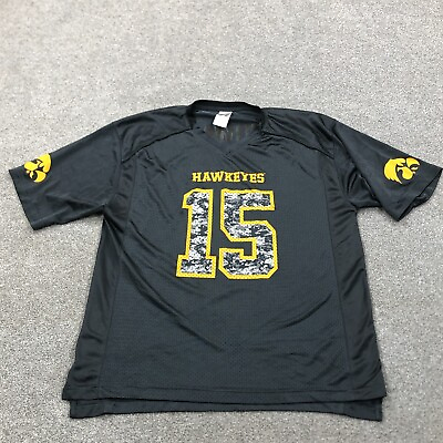 Iowa Hawkeyes Jersey Men Large Black Camo Football Shirt Spell Out Adult Top $18.91