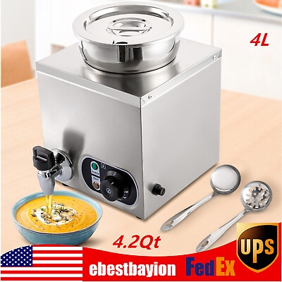 #ad 4L Large Electric Commercial Soup Warmer 4.2Qt Food Warmer Adjustable Temp30 85℃ $114.45