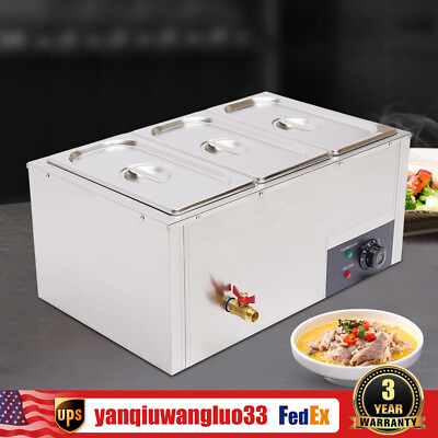 #ad Electric Food Warmer 3Pan Commercial Buffet Steam Table Stainless Steel 850W NEW $104.50