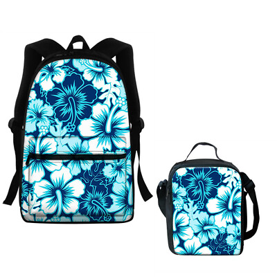 Floral Print School Girls Backpack Teen Warm Lunch Bag 2 In 1 $38.99