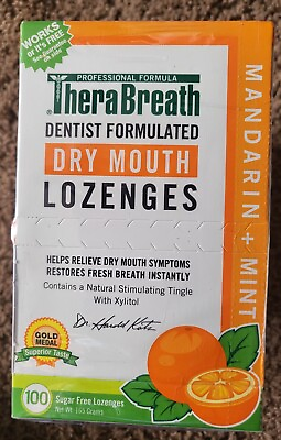X2 Packs of 100 each TheraBreath Dry Mouth Therapy Lozenges Mandarin Mint 200 ct $6.99