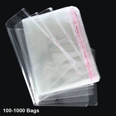 #ad 100 1000 Clear Self Adhesive Poly Bags OPP Cellophane Plastic Bags Choose Size $16.93