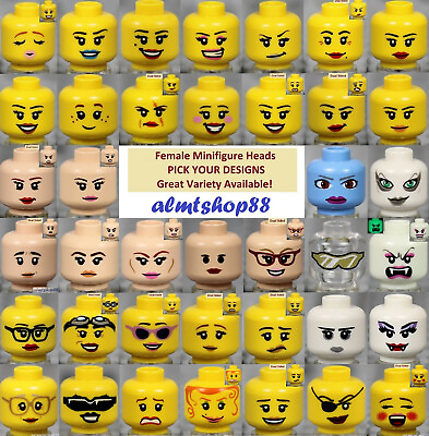 #ad #ad LEGO FEMALE Minifigure Heads PICK YOUR STYLE Yellow Flesh Faces People $1.49
