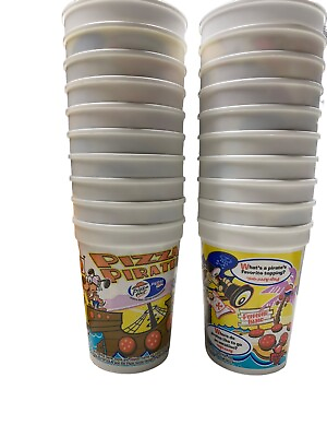 #ad NEW Vintage Pizza Hut Book It Pizza Pirates 20 Plastic Cups W Extra Lids $67.50