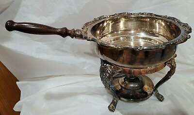 Vintage Leonard Silver Company Silver plated Chafing Dish Wood Handle Burner $39.50